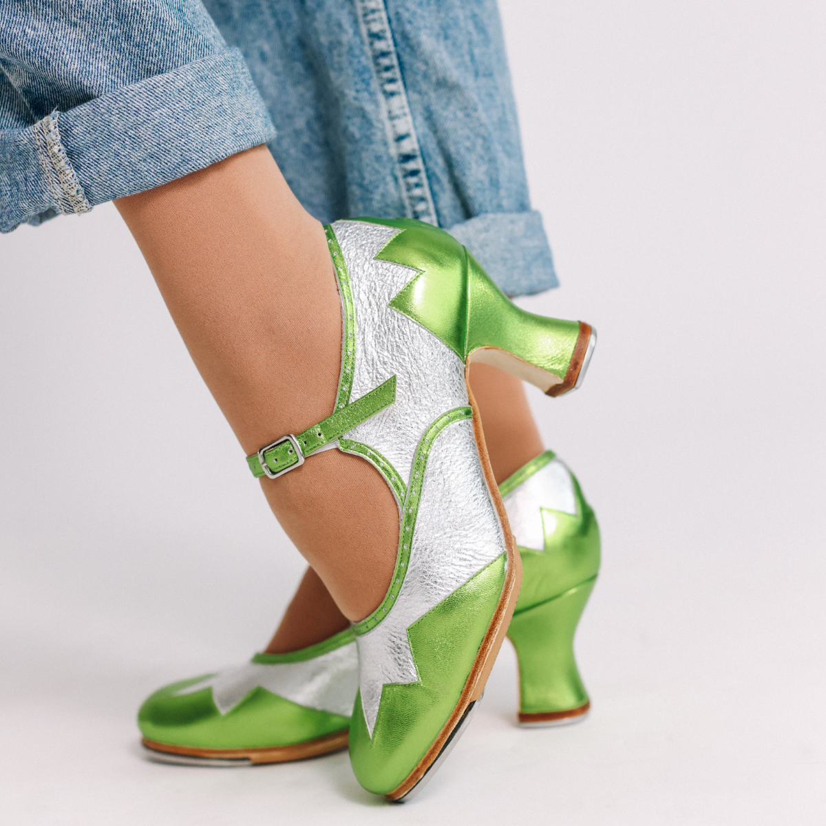 The Holly 2.5" Green Hard Sole Tap - Preorder